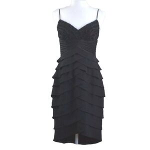 New Vintage Cache Y2K Asymmetric Ruffle Chiffon Ruched Illusion Dress prom dance